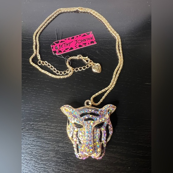 🐯 NWT! Tiger/Panther Rhinestone Necklace - Picture 3 of 6